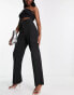 Kaiia high waisted seam detail wide leg trousers in black