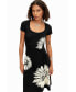 ფოტო #3 პროდუქტის Women's Short-sleeved midi dress with neckline and daisies.