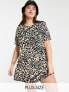 Wednesday's Girl Curve smock mini dress with pleated front in grunge leopard